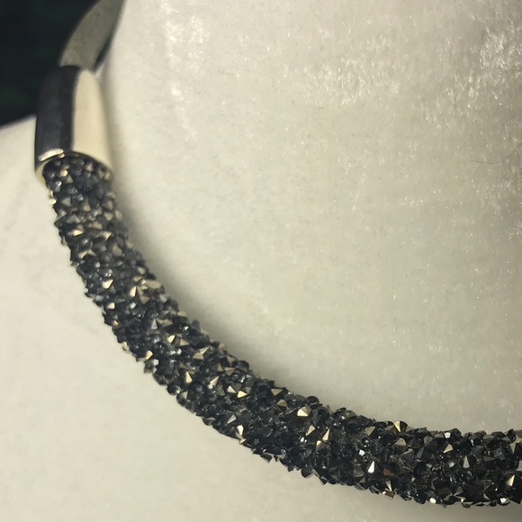 Neckless Rhinestone Chrystal Choker Dark Gray - Picture 2 of 7